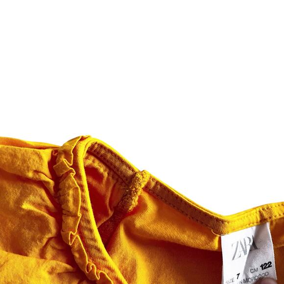 Zara girls bright yellow ruffle sleeveless cropped top blouse size 7 - Picture 2 of 4